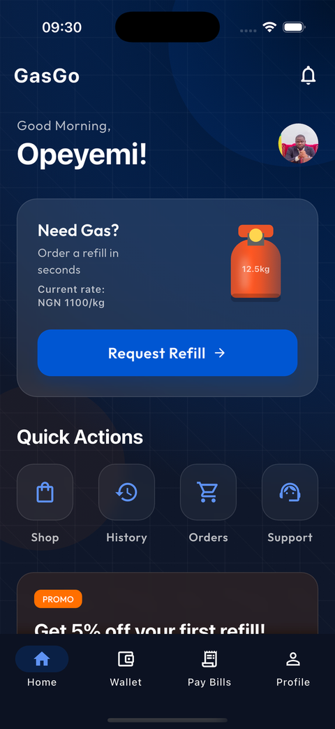 GasGo home screen