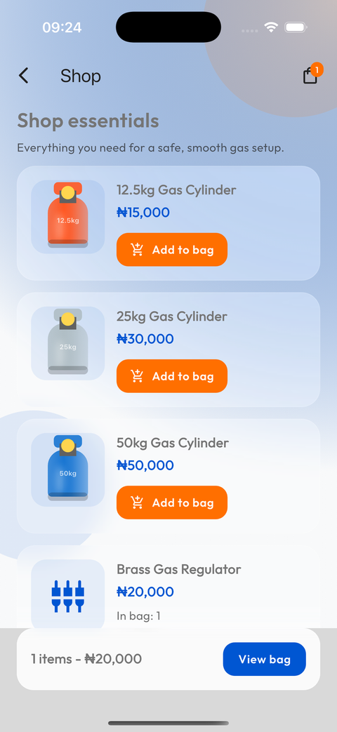 Shop essentials screen