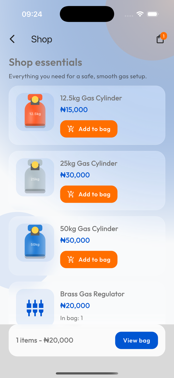 Shop essentials screen